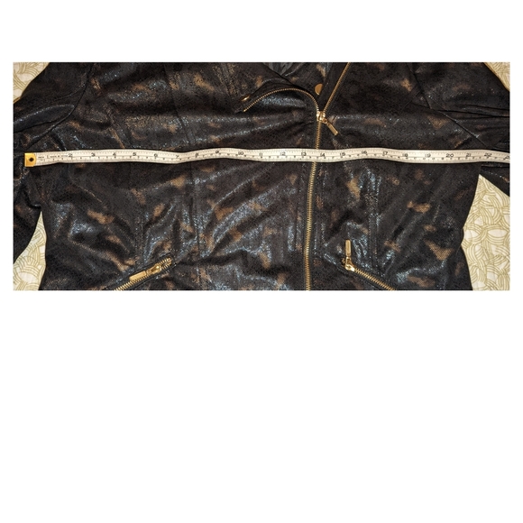 Rock & Republic Vegan Leather Cheetah Snakeskin Metallic Moto Jacket XL - Picture 6 of 9